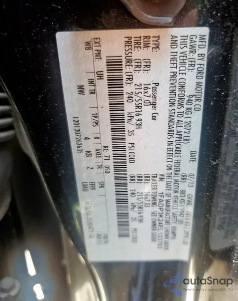 2014 Ford Focus Se from USA, damaged, VIN 1FADP3K24EL123793